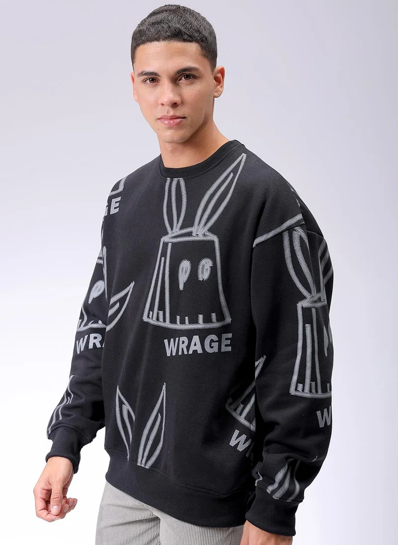 ذا انديان كراج كو Men Oversized Abstract Crew Neck Overhead Sweatshirt