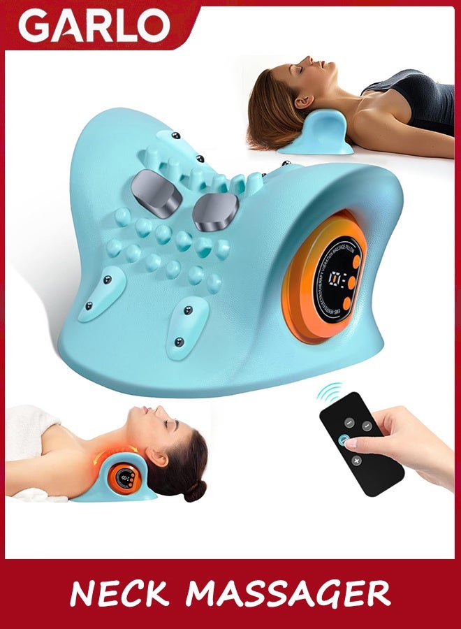 جارلو مسالك الرقبة ، استرخاء الرقبة والكتف مع الحرارة ، 3 أوضاع ، وسائد الرقبة المحمولة لتخفيف الألم واسترخاء العضلات ، جهاز الجر عنق الرحم بزاوية 26 درجة للظهر والرقبة والكتف - Image 1
