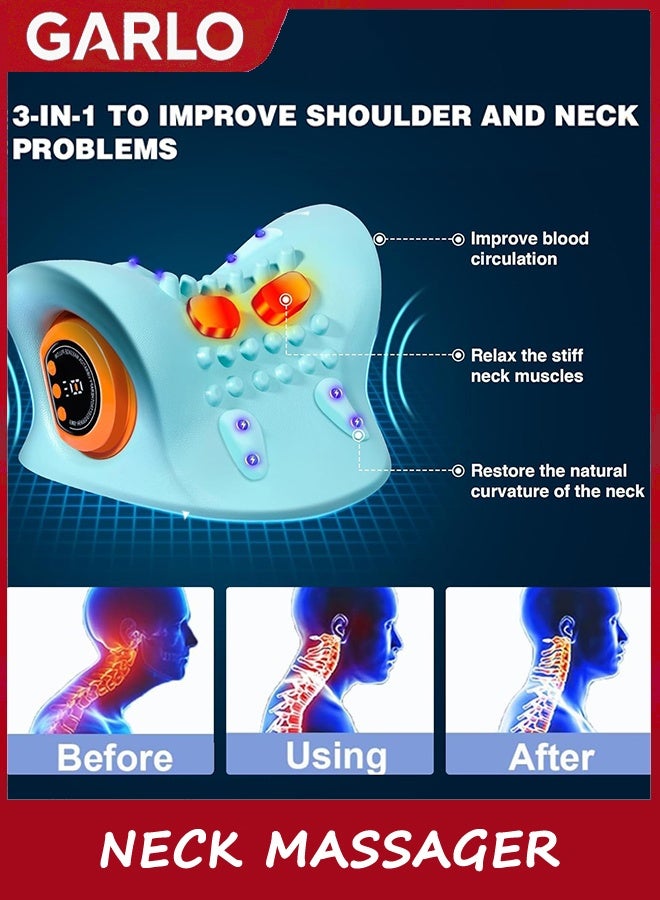 جارلو مسالك الرقبة ، استرخاء الرقبة والكتف مع الحرارة ، 3 أوضاع ، وسائد الرقبة المحمولة لتخفيف الألم واسترخاء العضلات ، جهاز الجر عنق الرحم بزاوية 26 درجة للظهر والرقبة والكتف - Image 5