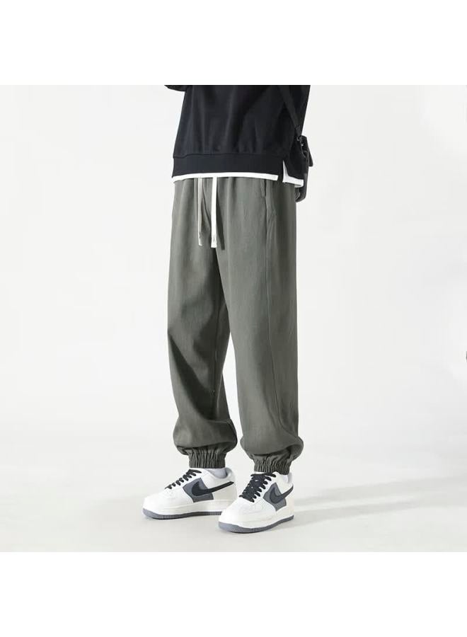 Izexx American Vintage Casual Pants Men Autumn Winter Loose Straight Cargo Jogger Trousers Zxk21jr Military Green Fleece Lined M - Image 3