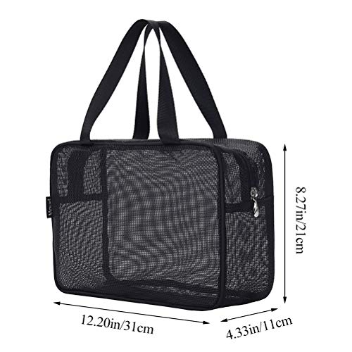 Moyad Mesh Shower Caddy Portable Toiletry Tote Gym Bag for College Dorm Bathroom (Black Large) - Image 2