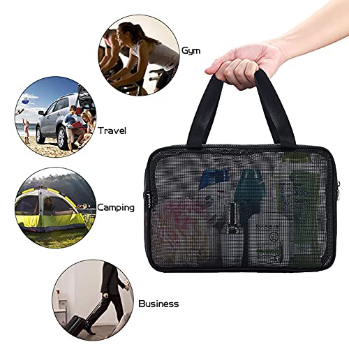 Moyad Mesh Shower Caddy Portable Toiletry Tote Gym Bag for College Dorm Bathroom (Black Large) - Image 4
