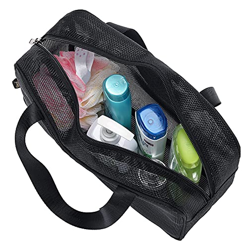Moyad Mesh Shower Caddy Portable Toiletry Tote Gym Bag for College Dorm Bathroom (Black Large) - Image 3