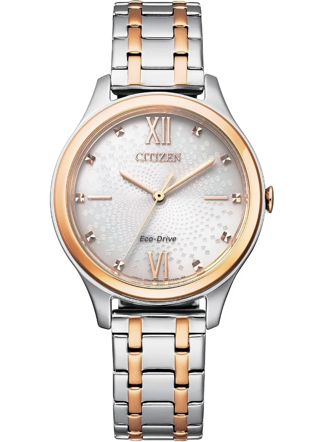 سيتيزن CITIZEN Women's Analogue Eco-Drive Watch with Stainless Steel Strap EM0506-77A