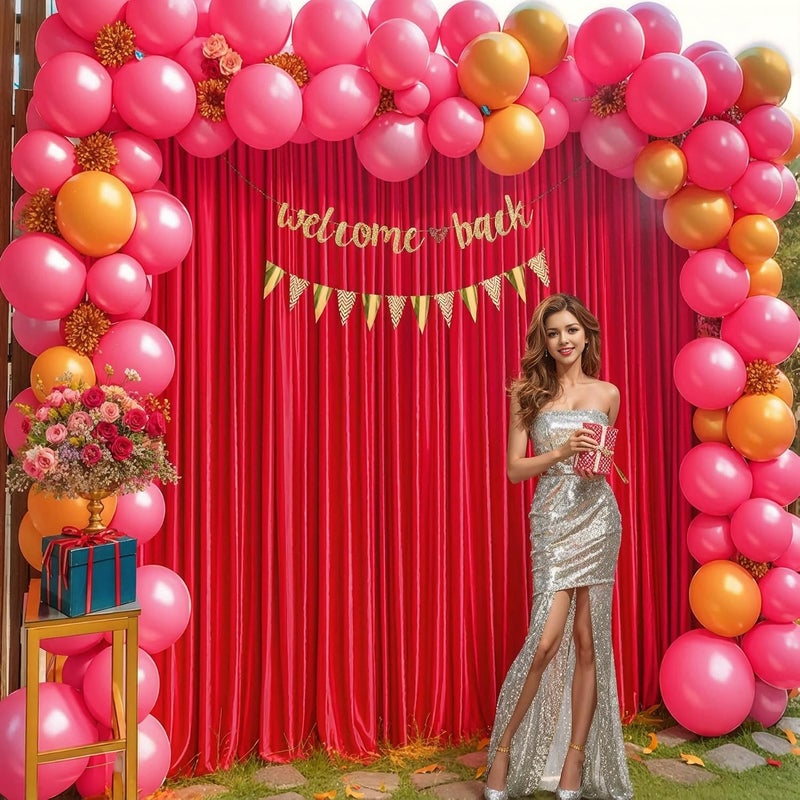PARTISKY 16x10FT Red Backdrop Curtains for Wedding Parties, Wrinkle Free Polyester Photography Backdrop Drapes for Wedding Baby Shower Birthday Parties Stage Background Stand Decorations 4x10ft,4 Panels - Image 3