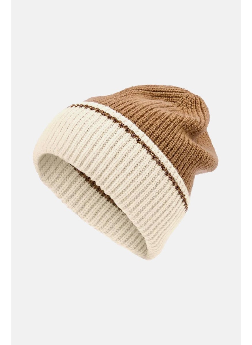 Tchibo - Women Knitted Beanie, Brown and Ivory - Image 1