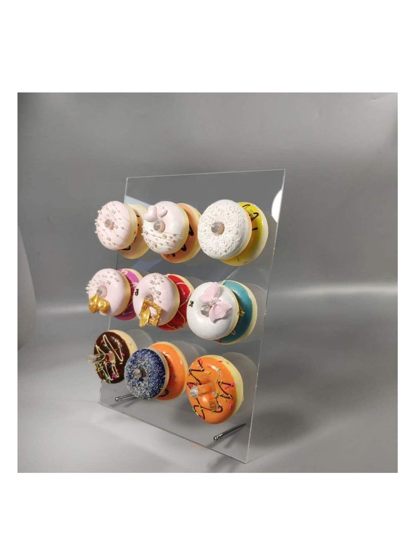 Reusable Acrylic Donut Wall Display Stand On Table, Crystal Clear Handmade Holder for Baby Showers, Birthday, Holiday Gathering, Party Decorations and More, 9 Pillars - Image 5