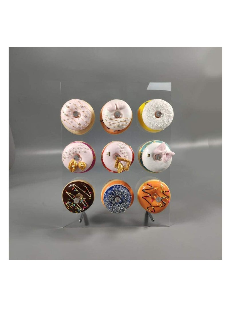 Reusable Acrylic Donut Wall Display Stand On Table, Crystal Clear Handmade Holder for Baby Showers, Birthday, Holiday Gathering, Party Decorations and More, 9 Pillars - Image 4