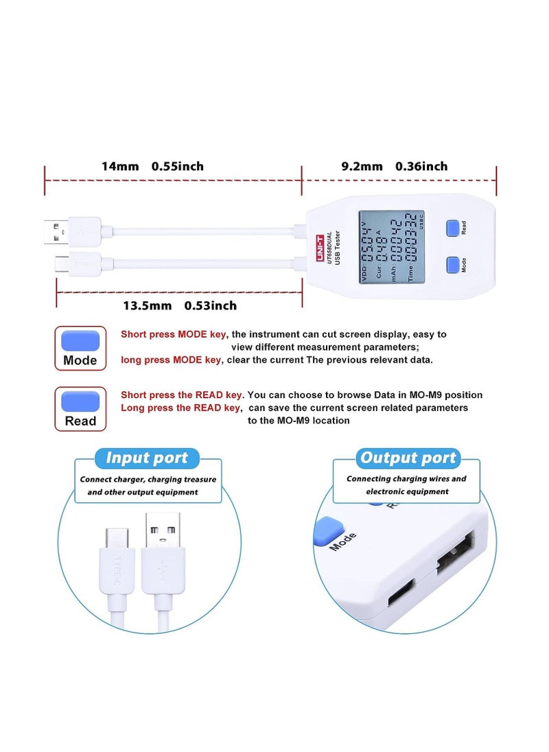 SYOSI - Tester Detector Digital Voltmeter, UT658 Type-C Voltage Ammeter Capacity Tester, Mobile Power Charging QC Fast Charging Detection, for Inspect USB Chargers, Portable P ower Sources - Image 1