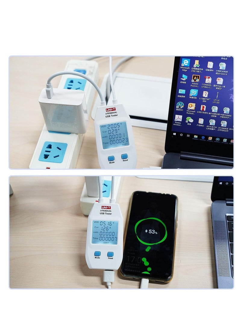SYOSI - Tester Detector Digital Voltmeter, UT658 Type-C Voltage Ammeter Capacity Tester, Mobile Power Charging QC Fast Charging Detection, for Inspect USB Chargers, Portable P ower Sources - Image 1
