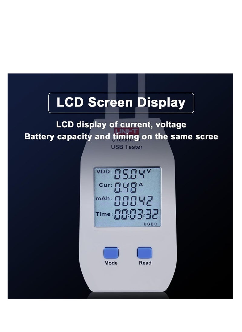 SYOSI - Tester Detector Digital Voltmeter, UT658 Type-C Voltage Ammeter Capacity Tester, Mobile Power Charging QC Fast Charging Detection, for Inspect USB Chargers, Portable P ower Sources - Image 1