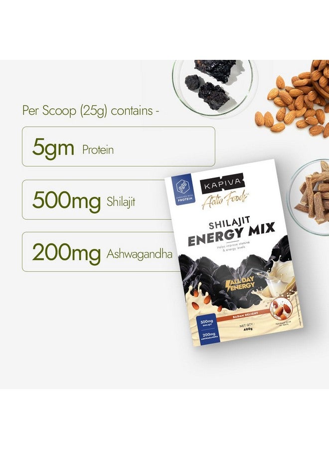 Kapiva مزيج طاقة كابيفا شيلجيت | نكهة بادام | مشروب طاقة للرجال | مكمل غذائي طبيعي | 60% + حمض فلفيكي، 80+ معادن | شيلجيت هيمالايا نقي، أشواغاندا، 5 جرام بروتين | يحسن الطاقة اليومية، القدرة على التحمل والتركيز | 400 جرام - Image 5