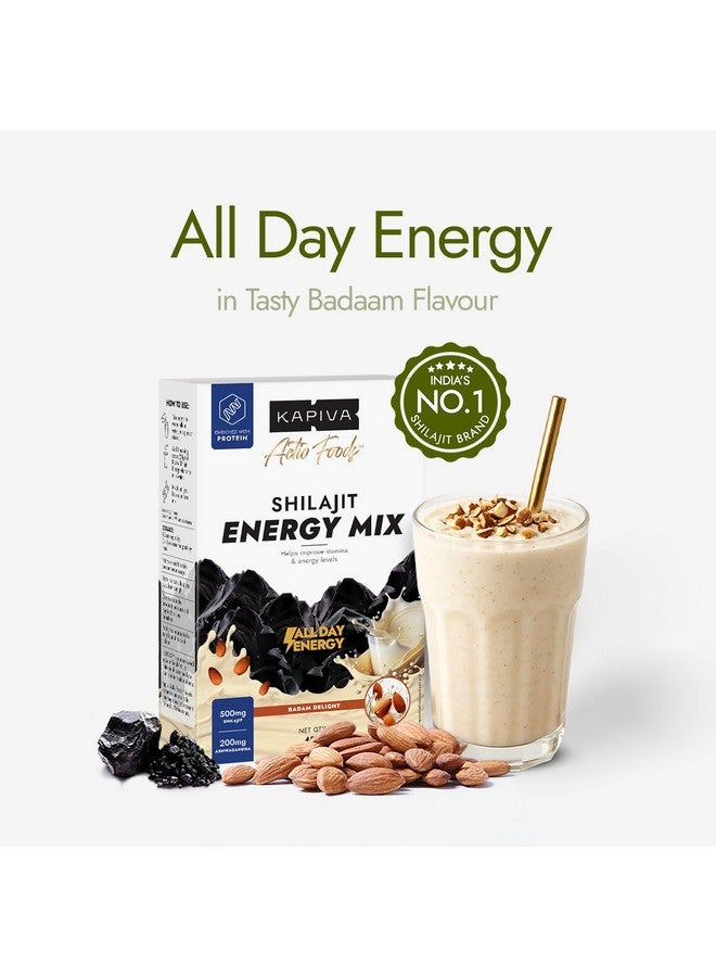 Kapiva مزيج طاقة كابيفا شيلجيت | نكهة بادام | مشروب طاقة للرجال | مكمل غذائي طبيعي | 60% + حمض فلفيكي، 80+ معادن | شيلجيت هيمالايا نقي، أشواغاندا، 5 جرام بروتين | يحسن الطاقة اليومية، القدرة على التحمل والتركيز | 400 جرام - Image 2