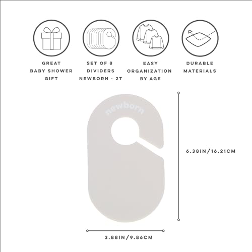 3 Sprouts Baby Closet Dividers Set of 8 - Baby Clothes Organizer Toddler Hanger, Double-Sided Size Labels - Nursery Organization for Baby Clothing Newborn Infant to 2T Boy & Girl - Neutral Solid - Image 2