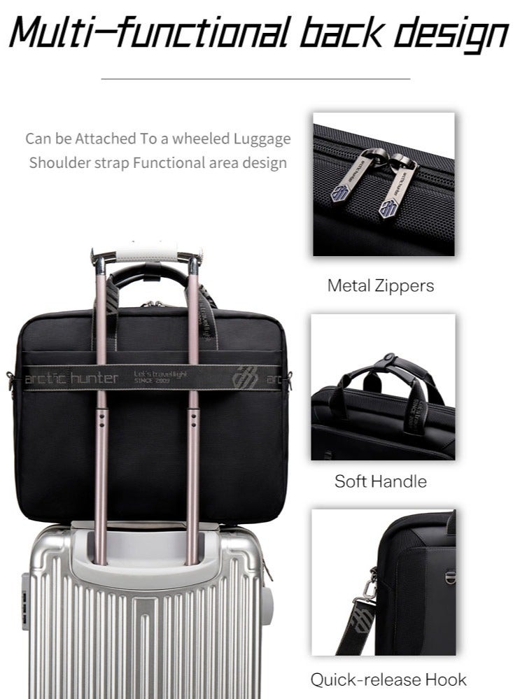 Business Laptop Briefcase, Durable School Office Bag Laptop Suitcase for Men, Black