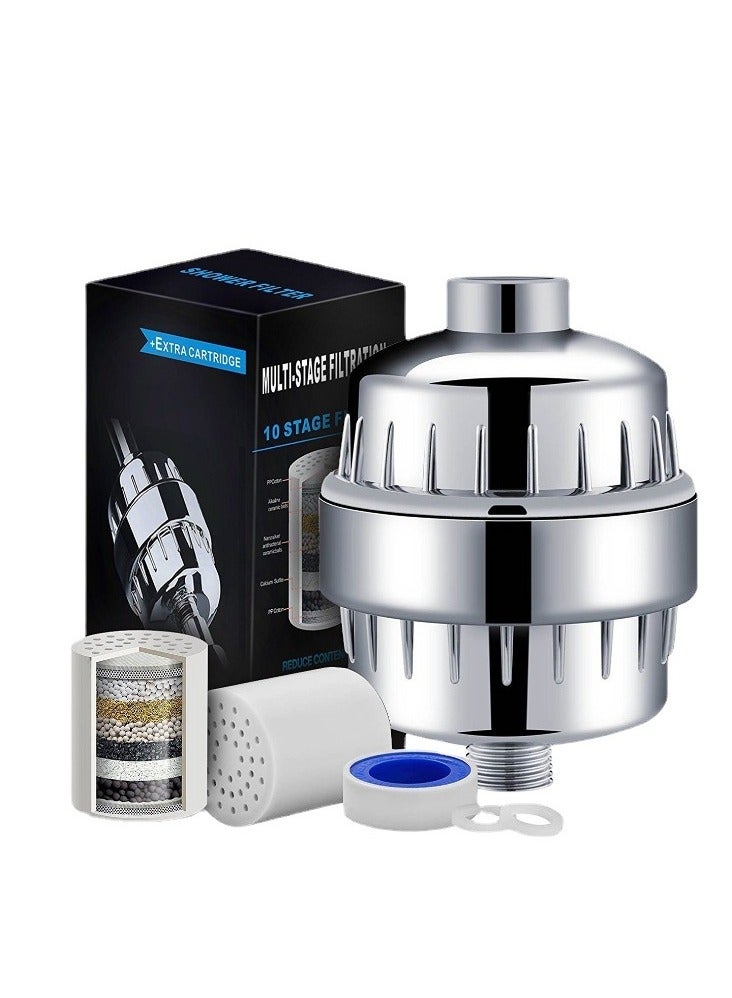 20-Stage Shower Filter, Removes Chlorine and Fluoride, Softens Water, Moisturizes Skin, Comes with Two Cartridges  - Image 1