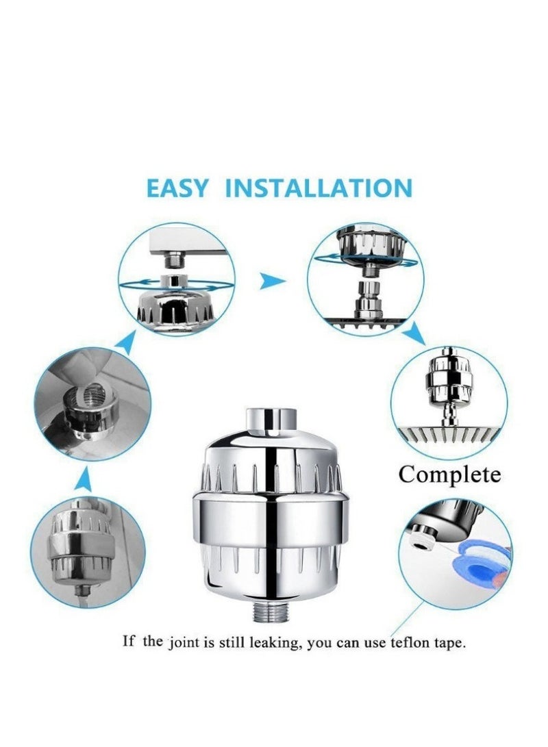 20-Stage Shower Filter, Removes Chlorine and Fluoride, Softens Water, Moisturizes Skin, Comes with Two Cartridges  - Image 3