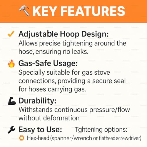 EPISKEY® Stainless Steel Hose Clamps | Adjustable Worm Drive Pipe Clips 13–19mm | Leak-Proof Gas Stove & Plumbing | Safety Clips PACK OF 6 [6_CLMP] - Image 2