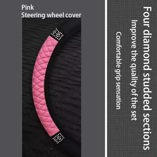 WLERIR Microfiber Leather Steering Wheel Cover with Anti-Slip Lining Universal Car Accessory for Steering Wheel with a Diameter of 14.5-15 inch (Pink) - Image 5