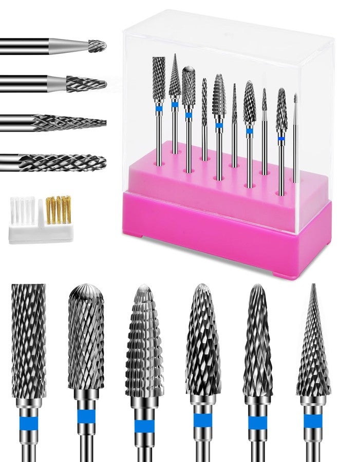 CGBE Nail Drill Bits Set: 10PCS Tungsten Carbide Nail Drill Bits for Acrylic Nails, 3/32'' Shank Professional Nail Bits for Nail Drill Cuticle Drill Bit for Home Salon Nail Enthusiasts Manicurist - Image 1