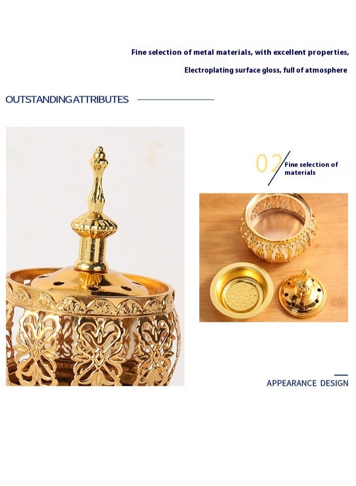 SISGL Arabian Iense Burner Golden Iron Iense Holder Oud Censer Frankiense Resin Burner Censer Housewarming, Party, Birthday Delicate Gift - Image 4