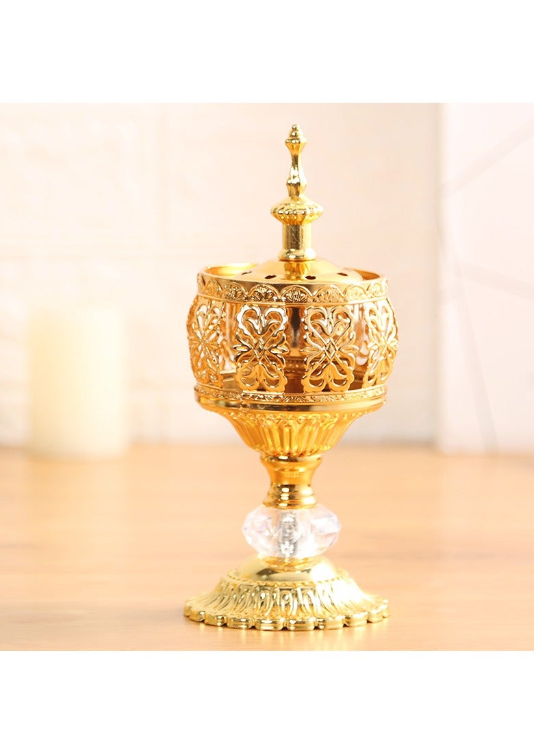 SISGL Arabian Iense Burner Golden Iron Iense Holder Oud Censer Frankiense Resin Burner Censer Housewarming, Party, Birthday Delicate Gift - Image 1