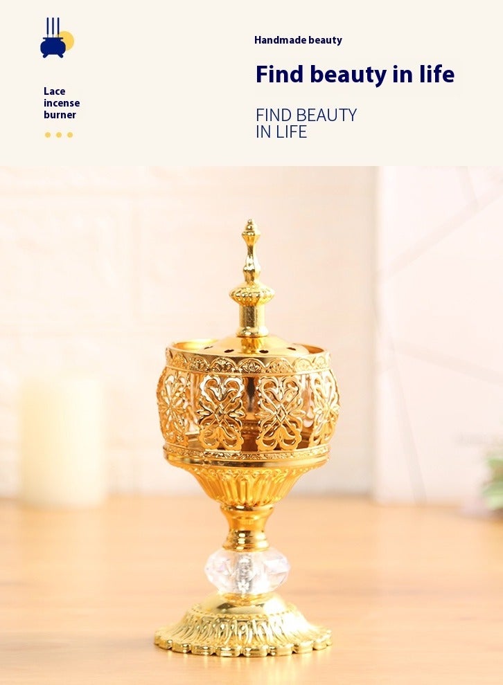 SISGL Arabian Iense Burner Golden Iron Iense Holder Oud Censer Frankiense Resin Burner Censer Housewarming, Party, Birthday Delicate Gift - Image 3