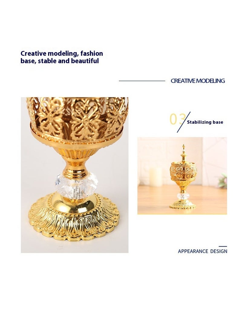 SISGL Arabian Iense Burner Golden Iron Iense Holder Oud Censer Frankiense Resin Burner Censer Housewarming, Party, Birthday Delicate Gift - Image 5