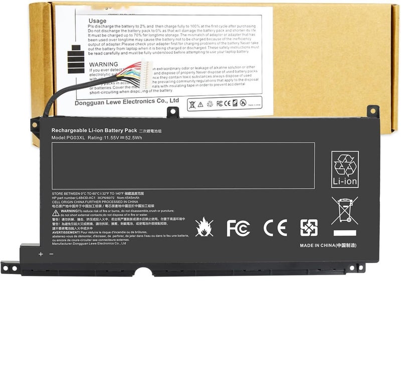 Wefly بطارية PG03XL لجهاز HP Pavilion Gaming 15-DK 15T-DK 15-EC 15-DK0XXX 15-DK0055NR 15T-DK200 15-EC0013DX 15-EC1073DX 15Z-EC200 16-A0032DX 16-A0035NR L48495-005 3ICP6/60/72 HSTNN-DB9G HSTNN-OB1I L48430-AC1 - Image 1