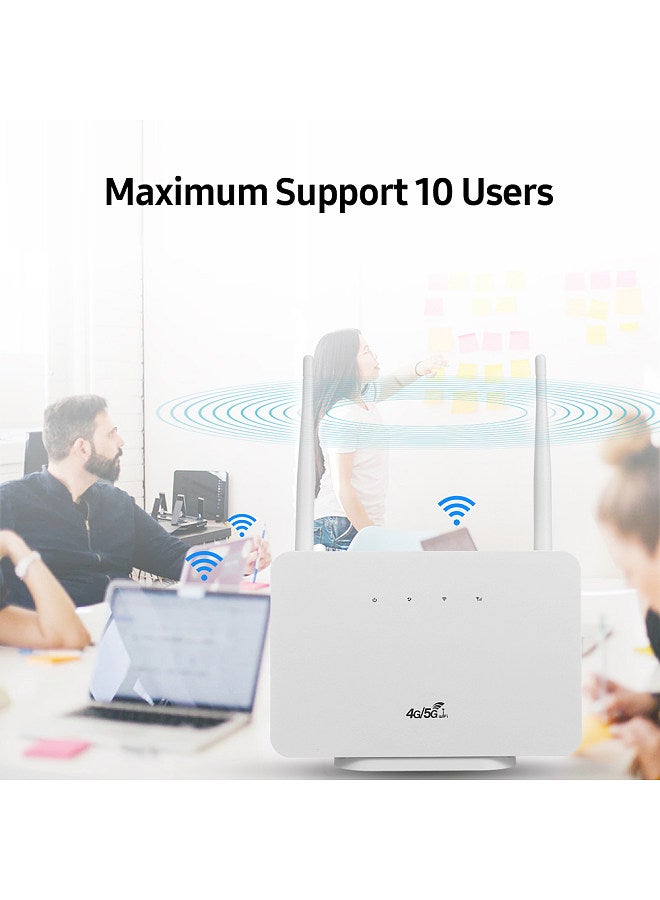 4G Wireless Router LTE CPE Router 300Mbps Wireless Router with 2 High-gain External Antennas SIM Card Slot UK Plug