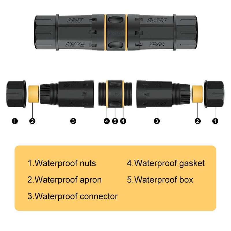 iwillink Cat7 Waterproof RJ45 Coupler, Shielded Female to Female Waterproof Ethernet Coupler, IP68 Ethernet Outdoor LAN Cable Connector for Cat5e/Cat6/Cat7 Ethernet Cable PoE, 8 Pack - Image 4