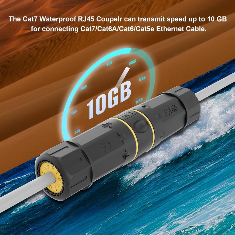 iwillink Cat7 Waterproof RJ45 Coupler, Shielded Female to Female Waterproof Ethernet Coupler, IP68 Ethernet Outdoor LAN Cable Connector for Cat5e/Cat6/Cat7 Ethernet Cable PoE, 8 Pack - Image 2