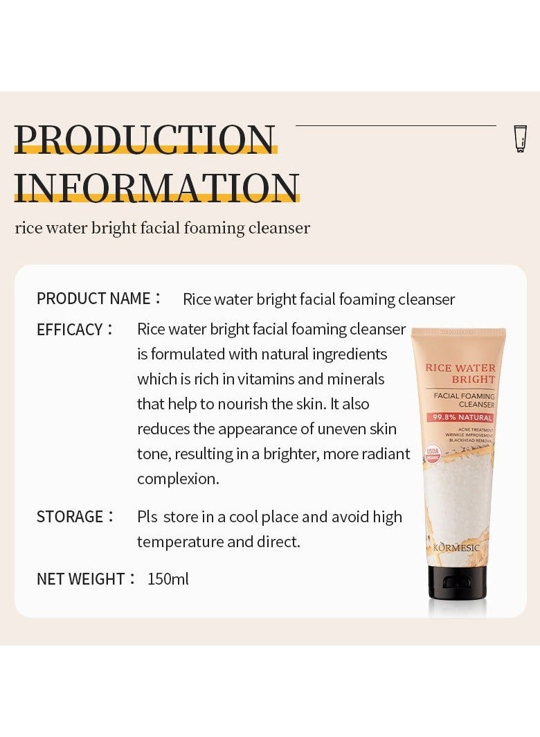 Kormesic Rice Water Foam Cleanser - Gentle Nourishment & Deep Cleansing 150ml - Image 3
