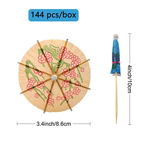 BLUETOP Cocktail Umbrella Parasol Picks 4 Inch Pack 144 Assorted Colors,Drink Umbrella Toothpicks for Drink&Food, Decorative toothpicks for Party,Hotel, Restaurant,Hawaiian Party,Children's Day - Image 2