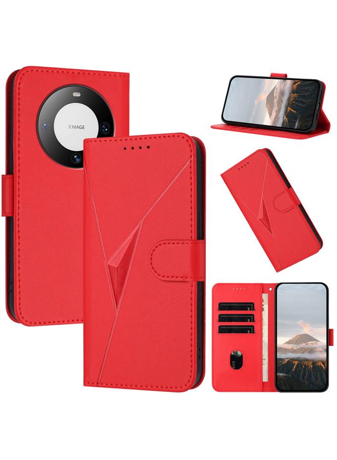 S-TOP Case For Huawei Mate 60 Triangle Pattern Buckle Clasp Leather Phone Case - Image 1