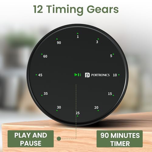 Portronics Tixie Rotational Countdown Timer with 12 Timing Gear & Magnetic Attachments, LED Indicator, Anti Slip Silicone Pad, Countdown Timer for Studying, Cooking, Yoga, Meditation, Office (Black) - Image 2