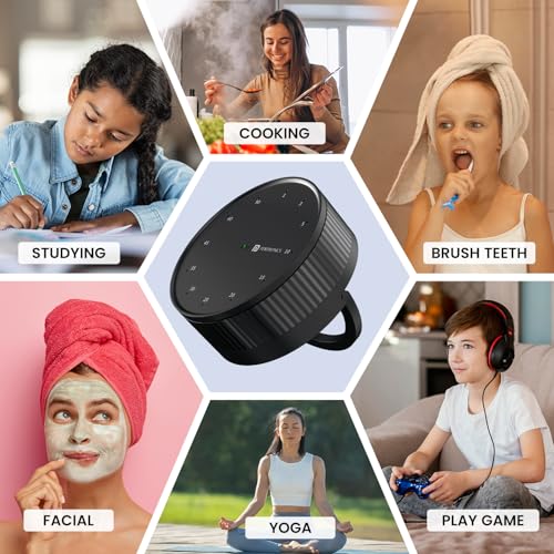 Portronics Tixie Rotational Countdown Timer with 12 Timing Gear & Magnetic Attachments, LED Indicator, Anti Slip Silicone Pad, Countdown Timer for Studying, Cooking, Yoga, Meditation, Office (Black) - Image 3