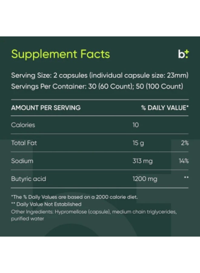 BodyBio SODIUM BUTYRATE - 100 CAPS - Image 2