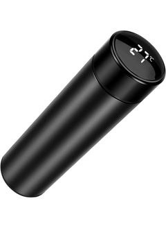 Infuser Bottle Thermoses Water Bottle Travel Mug With Smart Lcd Touch Screen Keep Hot Or Cold Car Portable Travel Tea Coffee Vacuum Thermoses Cup Anticollision Leakproof (Black)