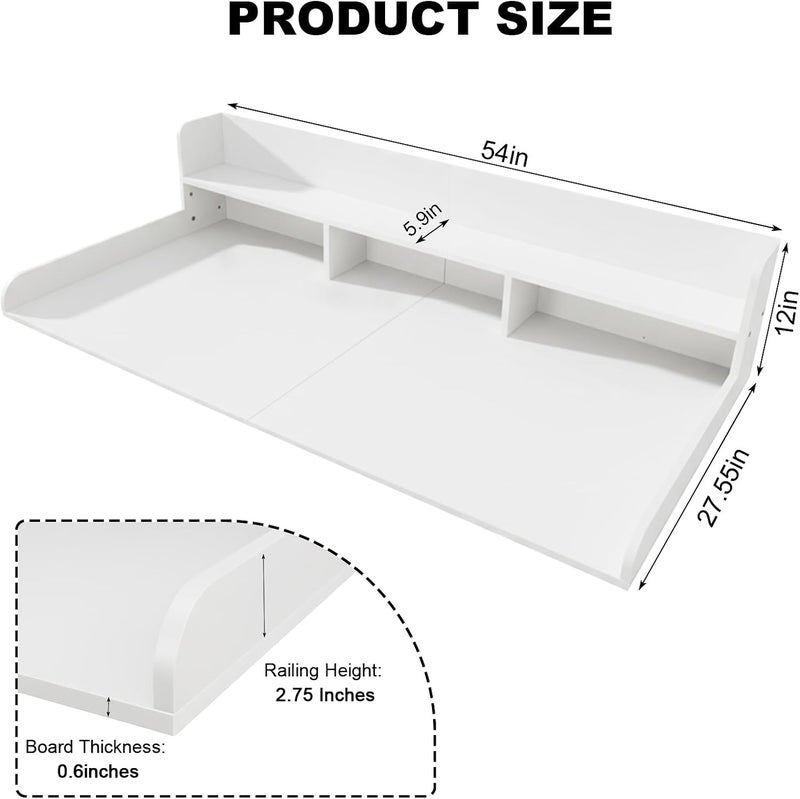 HMAZAE Washer Dryer Countertop with Shelf, 2-Tier Laundry Countertop Over Washer and Dryer, 54" x 27.55" Wooden Table for Folding Clothes for Laundry Room Organization and Storage (Milky) - Image 2