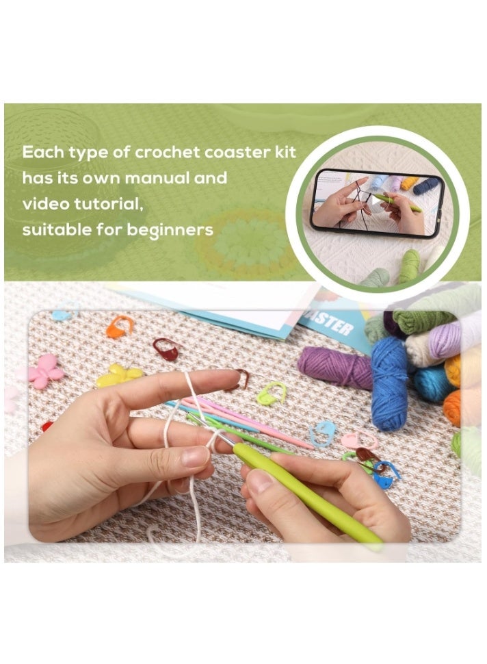 OASIS-TH Crochet Kit for Beginners - Crochet Starter Kits with Step-by-Step Video Tutorials, Beginner Crochet Kit for Adults Kids Crochet Lovers Coaster - Image 3