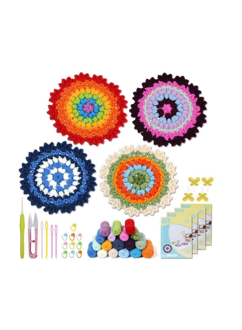 OASIS-TH Crochet Kit for Beginners - Crochet Starter Kits with Step-by-Step Video Tutorials, Beginner Crochet Kit for Adults Kids Crochet Lovers Coaster - Image 1
