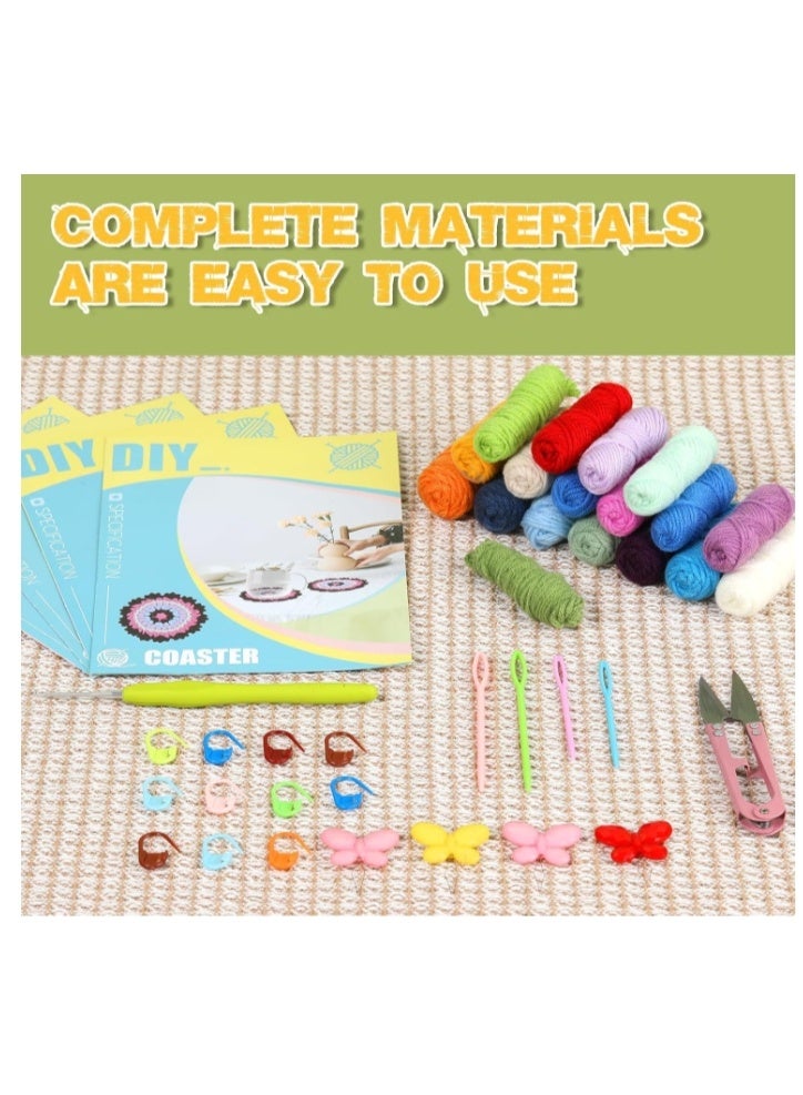 OASIS-TH Crochet Kit for Beginners - Crochet Starter Kits with Step-by-Step Video Tutorials, Beginner Crochet Kit for Adults Kids Crochet Lovers Coaster - Image 5