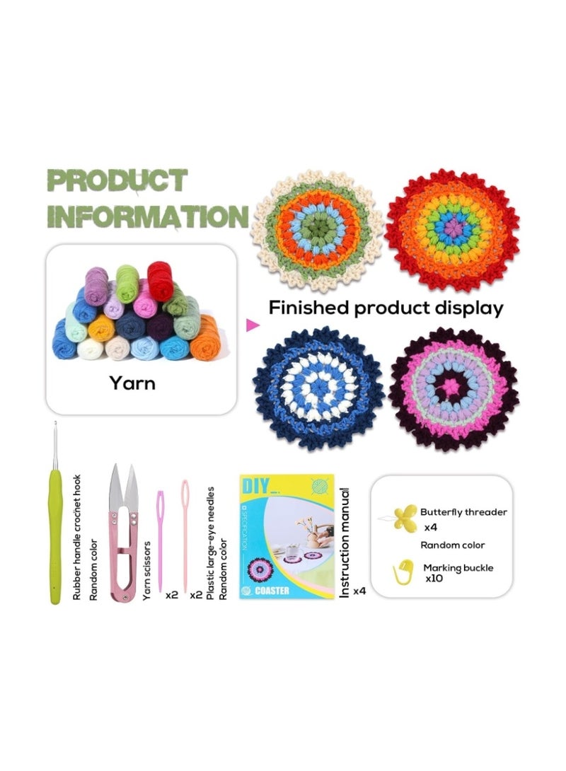 OASIS-TH Crochet Kit for Beginners - Crochet Starter Kits with Step-by-Step Video Tutorials, Beginner Crochet Kit for Adults Kids Crochet Lovers Coaster - Image 2