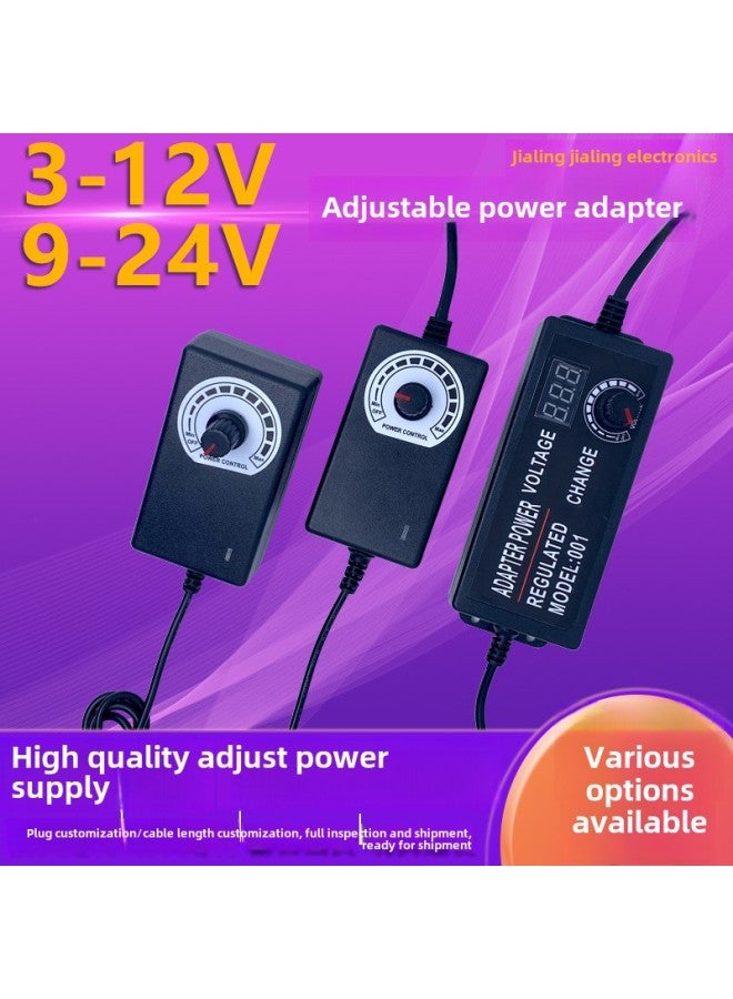 9-24V3A Governor Power Supply DC Adjustable Section Voltage 3-12V5A With Display 60W Power Adapter-Color:Black-Specifications:Desktop Model 9v-24v3a [with Display]  - Image 3