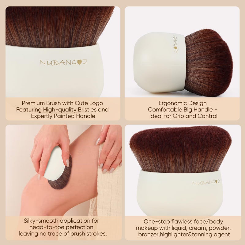 NUBANGOO Extra Large Body Makeup Brush,Tanning Brush, Self Tanner, Foundation Bronzer Brush Cream Powder Liquid oil Applicator, Face Neck Leg Full Body Blending Brush(White) - Image 3