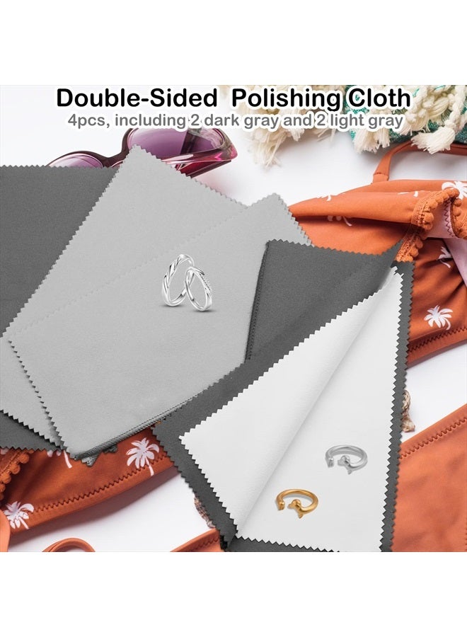 CANIPHA 4Pcs Silver Polishing Cloth, Silver Jewelry Cleaner Cloth, Double-Sided Jewelry Polishing Cloths Silver Polishing for Sterling Silver Gold Platinum Jewelry, Silver Cleaning Cloth Keeps Shining - Image 3
