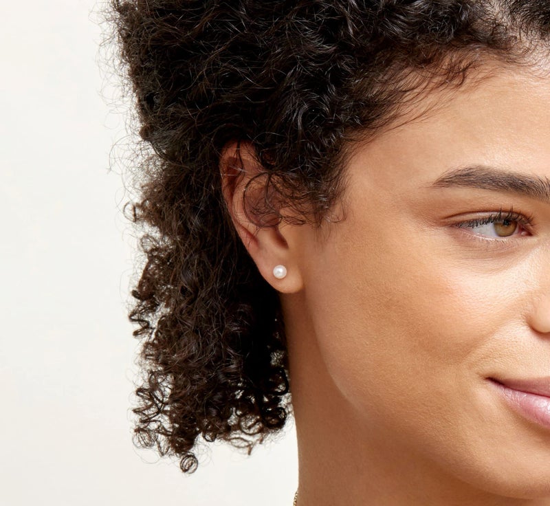 THE PEARL SOURCE 5.5-6.0mm White Japanese Akoya Real Pearl Earrings for Women - 14k Gold Stud Pearl Earrings | Hypoallergenic Earrings with Genuine Cultured Pearls - Image 3