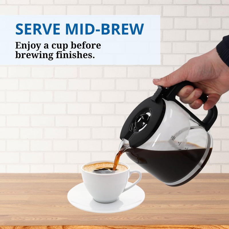 Westinghouse صانعة القهوة ويستنجهاوس الأمريكية من سلسلة ريترو سعة 1.25 لتر - أسود | تصميم أنيق مع تحكم في التخمير، وظيفة الإيقاف والصب، فلتر دائم (نسخة الإمارات) - ضمان لمدة 2 سنوات - Image 3