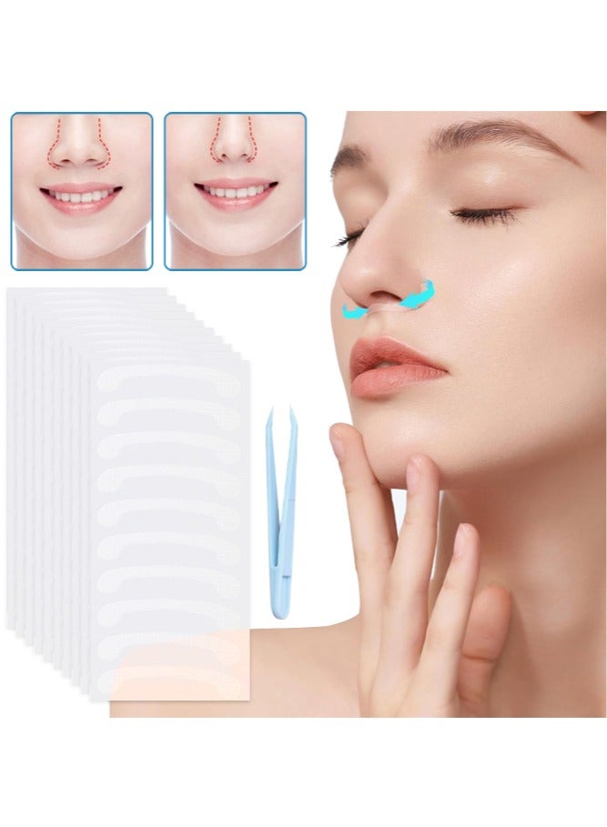 جايسوينغ 100 ملصق شريط تخفيف الأنف الخفي، شد فتحات الأنف، تحسين شكل الأنف، مثالي للأنوف الكبيرة والجسر الأنفي المنخفض، رقع خفيفة لتشكيل الأنف (10*10 قطع، شفافة) - Image 1